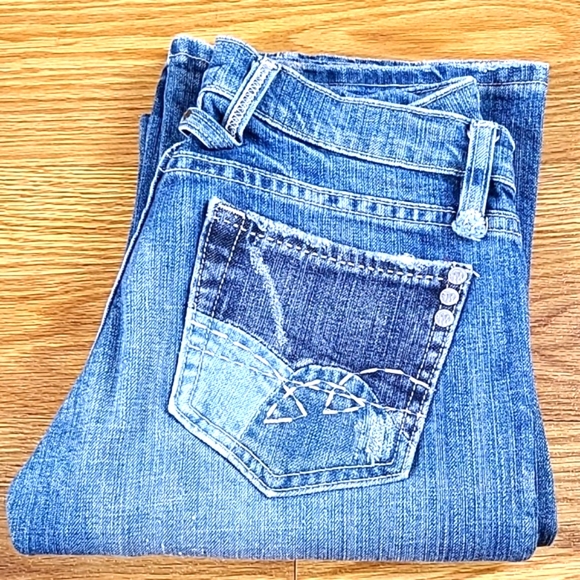 MISS ME JEANS WOMEN'S 26x31 BLUE BOOTCUT FADED DISTRESSED GIRLS PRE-OWNED DENIM - Picture 1 of 8